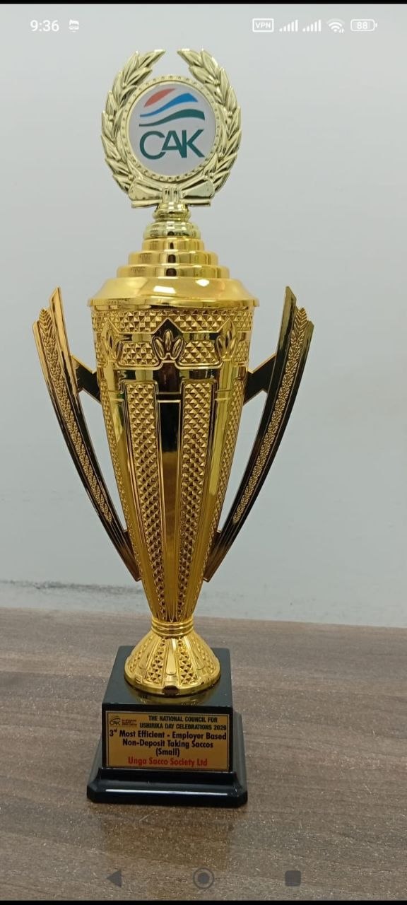Unga Sacco CAK trophy — 3rd Most Efficient Employer Based Non-Deposit Taking Sacco 2024